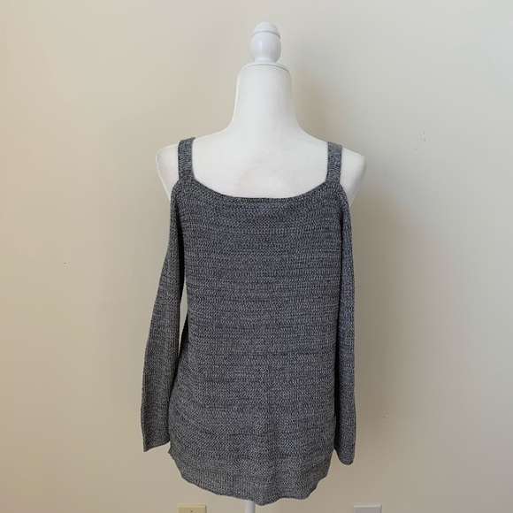 Two One Two Cold Shoulder Gray Knot Sweater - Picture 5 of 8